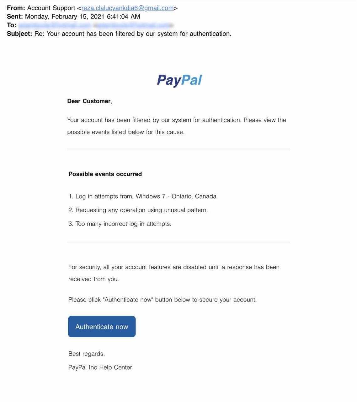 paypal junk email