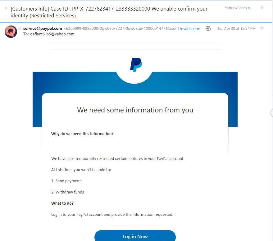 paypal junk email