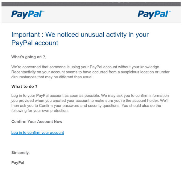 paypal junk email